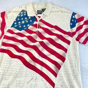COTTON TRADERS SPORT Mens XL Patriotic 4th of July Short Sleeve Polo Shirt
